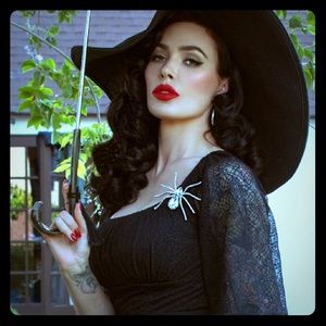 Black Widows Rhinestone Spider Broach